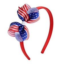 4th of July Bow Headband White and Blue Hair Bow Headband for Women Fourth Red