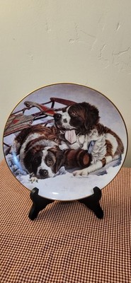 The ''Winter Pals'' plate by Sally Maxwell , Love Puppies Plate.23 Karat Gold Trim