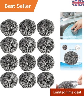 Kompakte 12 Edelstahl Wollschrubber - Ideal für Küche und Grill Reinigung