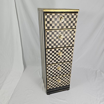 Vintage Lingerie Dresser 5 Drawer Hand Painted Mackenzie Childs Style French  
