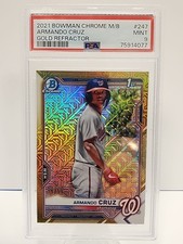 4077 Armando Cruz 2021 Bowman Chrome #BCP-247 Gold Mega Refractor 1st /50 PSA 9