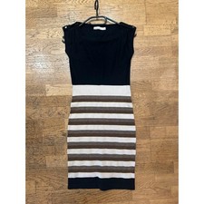 KAREN MILLEN Black & White Monochrome Dress - Model KQ058 - Size L (R5)