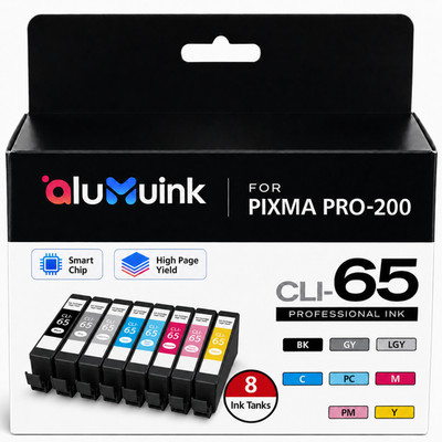 CLI-65 CLI 65 Ink Cartridges High Yield (8-Pack,1BK 1GY 1LGY 1C 1PC 1M 1PM 1Y)