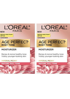 (Set of 2) L'Oreal Paris Age Perfect 1.7 oz. Rosy Tone Moisturizer SPF-30 12/24