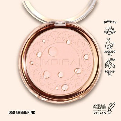 MOIRA Set & Correct Pressed Powder, 050 Sheer/Pink - Waterproof & Vegan