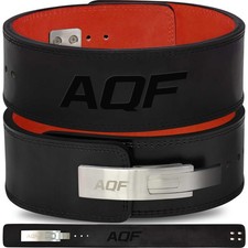 AQF Weight Lifting Belt Leather with Stainless Steel Buckle Gym Bodybuilding