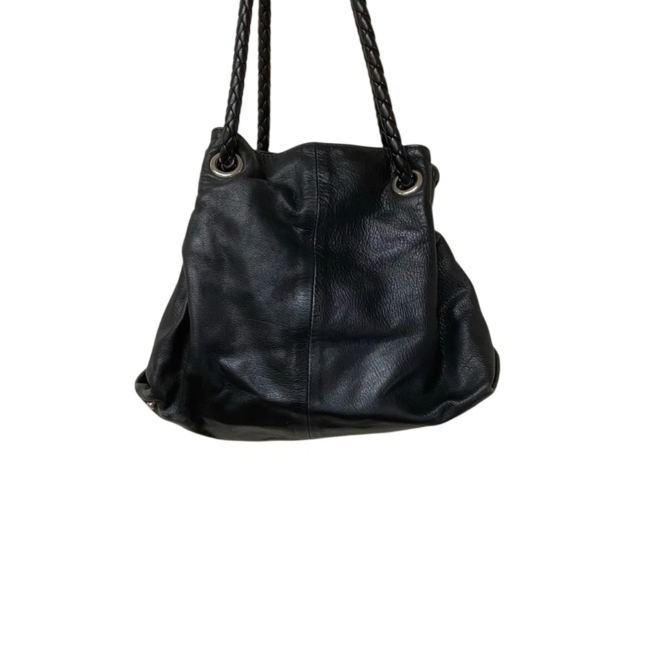 Furla Drawstring Leather Hobo Black Bag - Image 2 of 4