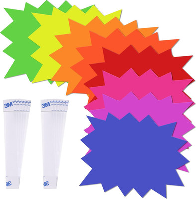 120 Pieces Starburst Signs for Retail, 5*6.6 Inch Fluorescent Garage Sale Sticke