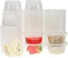 Plastic Portion Cups with Lids 2 Ounce, 400 Set Disposable Plastic Cups for