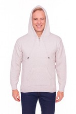 MEN HANDMADE ANDEAN ALPACA BEIGE PULLOVER HOODIE SZ M