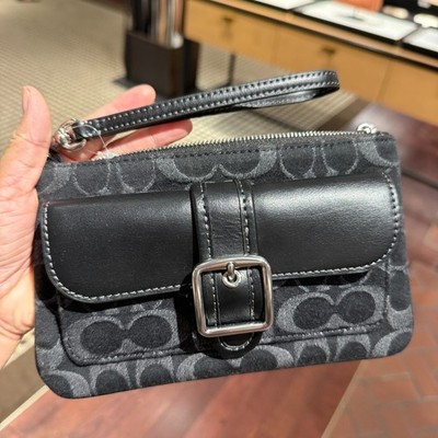 Coach Ashton Wristlet In Signature Denim CEF57 denim/Silver/Black