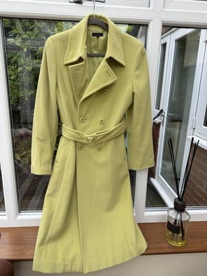 Adolfo Dominguez Women's Lime Green Angora Wool Autumn Winter Coat  12 14 £400