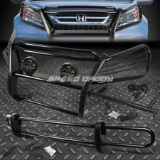 BLACK BRUSH GRILLE+REAR BUMPER GUARD+SMOKE FOG LIGHT FOR 07-11 HONDA CRV RE SUV