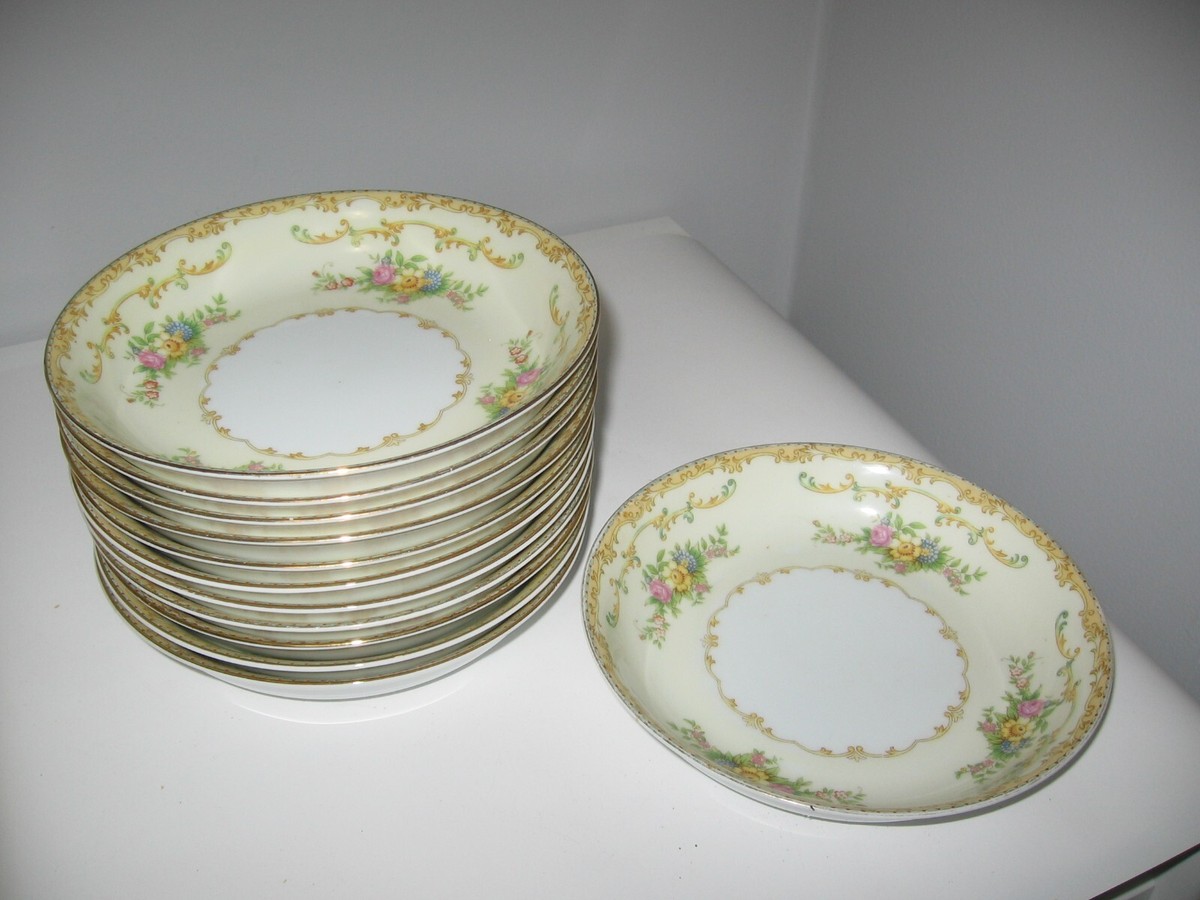 オールドノリタケ、里帰り品です。Old Noritake flower base Noritake Ontario 3763 Blue Gold Band Pink Flowers Cup