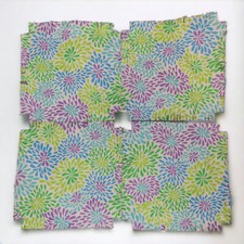 Quilt Squares 60 Blue Green Purple White Lime Starburst Fireworks Flower Blossom