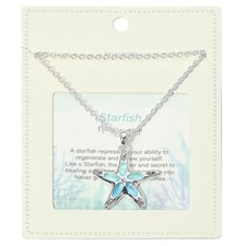Sea Glass Starfish Necklace Thin Metal Chain SILVER Sea Life Jewelry 4469