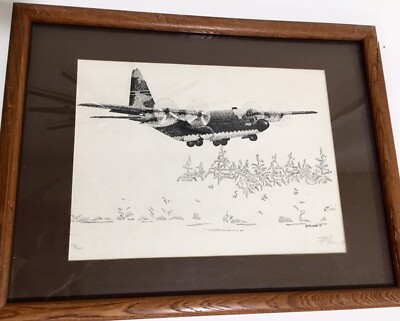 Fred Dorr PLANE HAND SIGNED ETCHING 1979 Print 73/200  Lockheed C-130