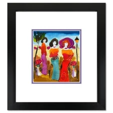 Moshe Leider, Framed Original Mixed Media Watercolor Painting, Hand Signed