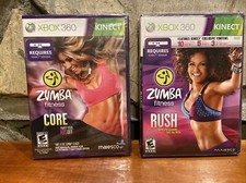 Zumba Fitness Rush & Core 2 Xbox 360 Games Lot -New Sealed Abs E Workout Kinect