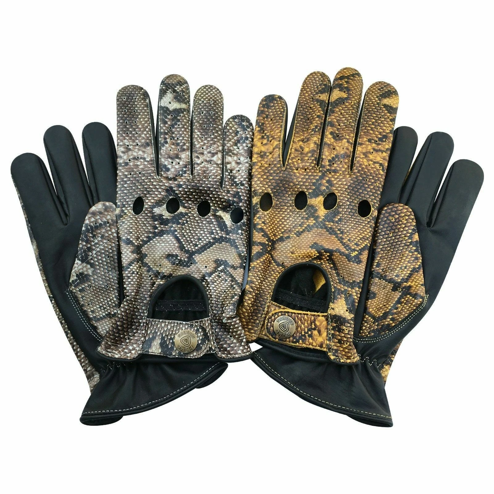 PSS Soft Cow Nappa Leather Driving Gloves Classic Style White Yellow Snake 502