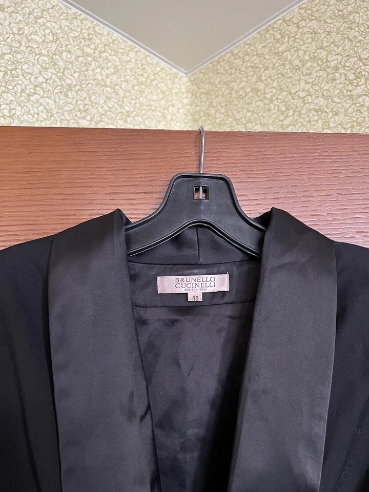 RARO BLAZER BRUNELLO CUCINELLI VINTAGE ESMOQUIN LANA CACHEMIR MUJER FUMAR TALLA 40 Foto 3 de 4