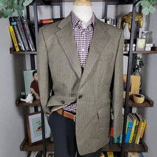 Izod Men's Sport Coat Blazer Two Button Brown Herringbone Wool Size 42R