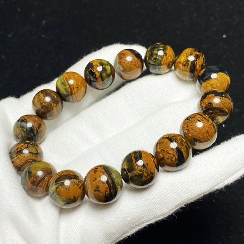 14.5mm Natural Yellow Pietersite Namibia Gemstone Beads Bracelet AAA C1395 - Picture 9 of 11
