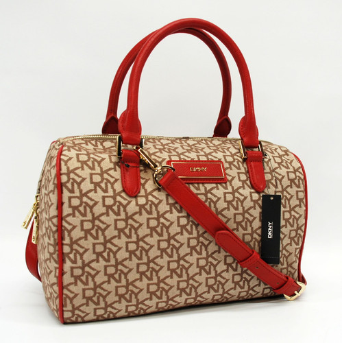 DKNY AUTHENTIC W/VINTAGE LOGO PLAQUE CHINO RED SATCHEL CROSSBODY BAG PURSE NWT - Picture 10 of 10