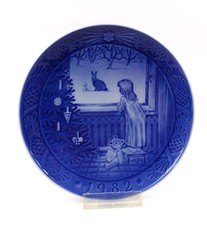 Piatto di Natale porcellana Royal Copenhagen del 1982 porcellana blu bianco