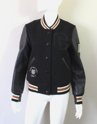 COACH 6 Varsity Jacket Leather Bomber Letterman Black White USA Rocket 1941 Rare