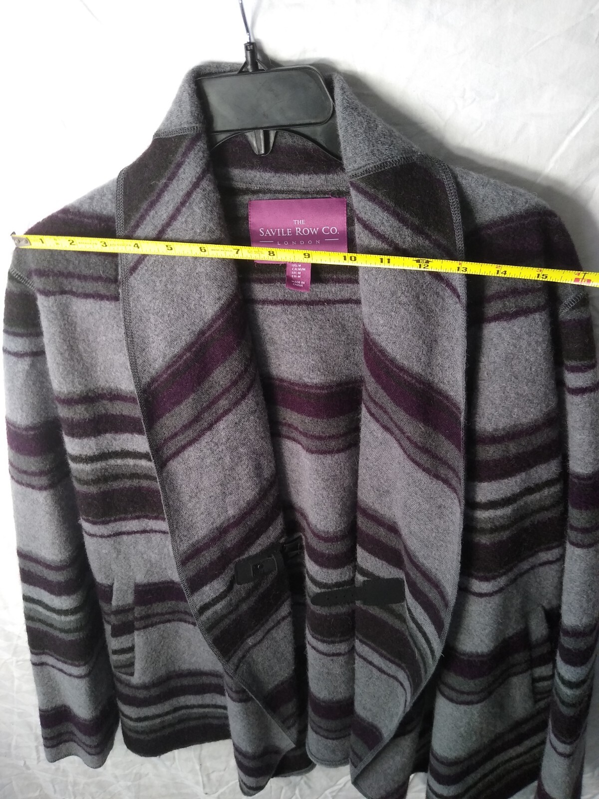 FILA The Savile Row Co. London Maglione Giacca Lana Donna M Grigio Viola Righe Tasca