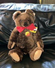 LG VINTAGE STEIFF CHOCOLATE BROWN ORIGINAL TEDDY BEAR, 0206/41 C 1984