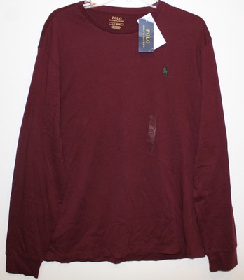 Polo Ralph Lauren Mens 2XL XXL Burgundy Cotton Crewneck L/S T-Shirt NWT 2XL XXL | eBay