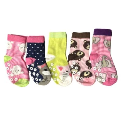 FLOURESCENT SAND Anti Rutsch Socken Kleinkind ABS Baumwollmischung 3 Paar Größe 3-4 Jahre Mädchen