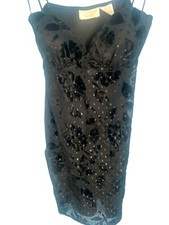 Victoria s Secret VTG Y2K Gold Label Black Satin Velvet Slip Chemise Dress M