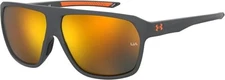 New Under Armour Adult Rectangular Sunglasses DOMINATE 0KB7/50 Grey/Orange 62mm