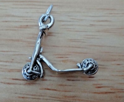 Sterling Silver 3D 19x19mm Scooter Skooter Charm