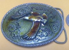 1985 BALD EAGLE BELT BUCKLE RESIN TOP UNUSED C J COMPANY MADE IN USA