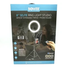 8" Selfie Ring Light Studio W/51" Extendable Tripod & Phone Holder NEW by Bower