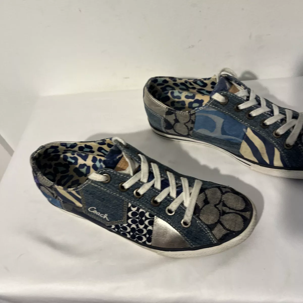 Vintage Coach Tonya Patchwork Blue Jean Denim Sneakers Shoe Size 7.5M Women