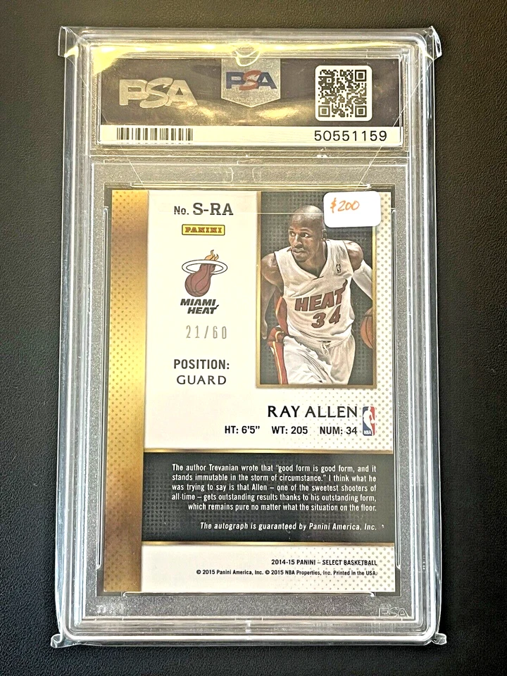 Ray Allen 2014 Panini Select Signatures automático PSA 9 #d 21/60 Miami Heat Foto 2 de 2