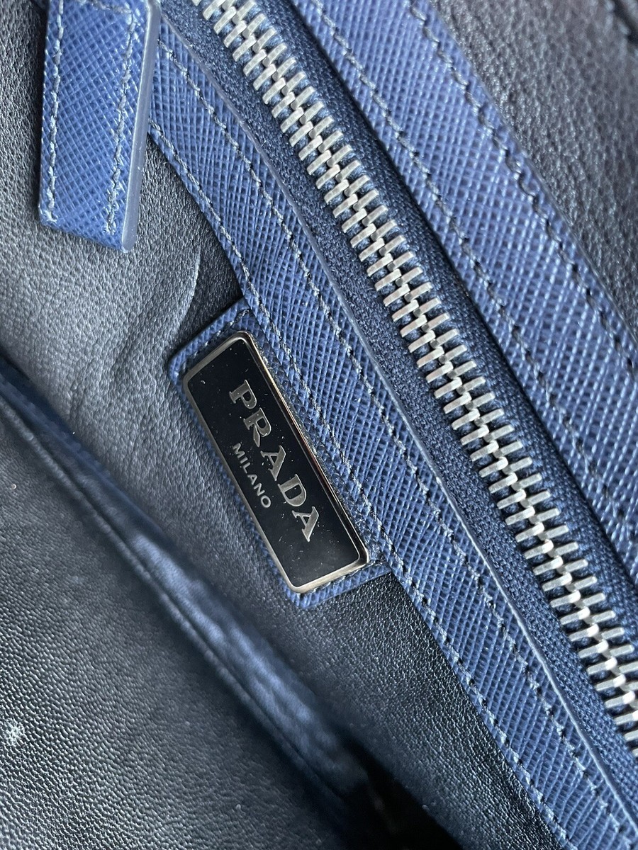 Prada Saffiano Leather Bag Navy Men | eBay