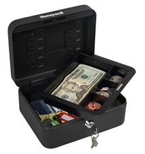 Honeywell 6111 Convertible Cash & Key Box Steel Security Lock Safe Box, Black