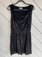 Calvin Klein Black Sequin Party Glamour Sleeveless Mini Dress S