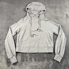ALO Yoga Hoodie Sweatshirt Womens Medium Gray Cropped Pullover Drawstring