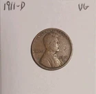 1911 D Lincoln Wheat Cent Very Good Denver Mint