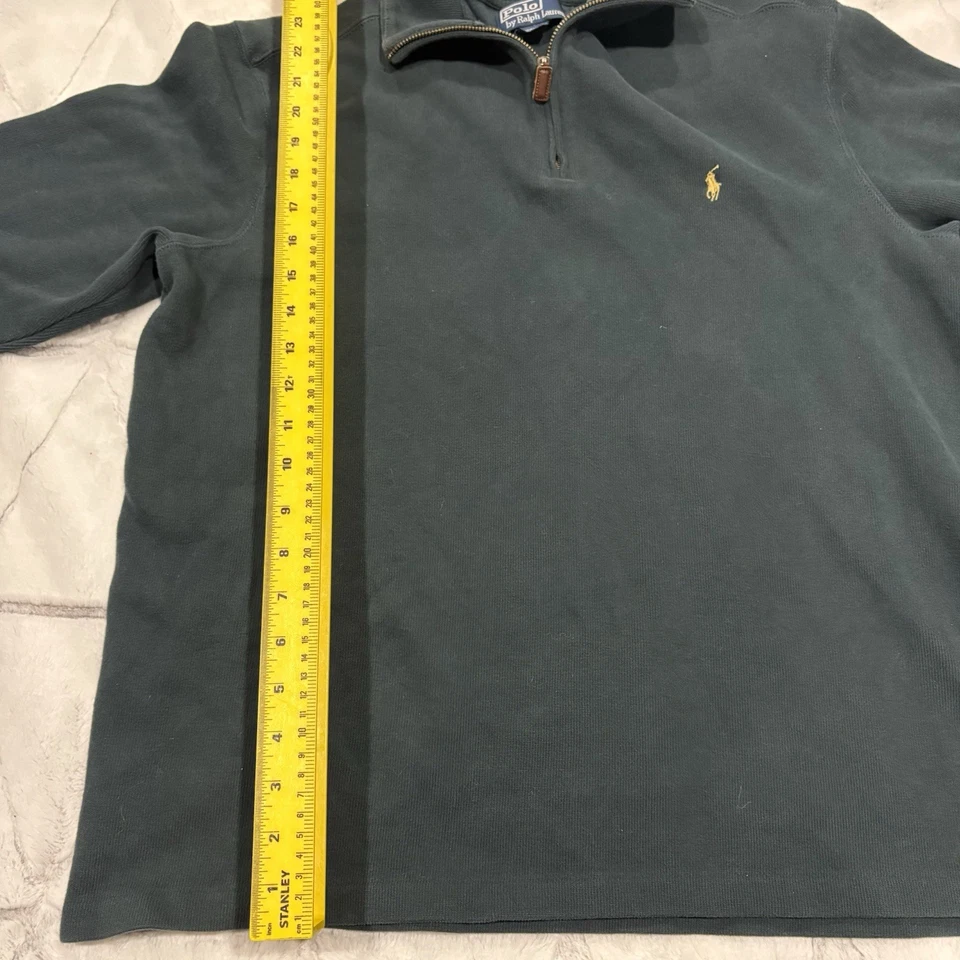 Pullover Ralph Lauren Cuarto Cremallera Para Hombre L Verde Poni Bordado De Colección Años 90 Foto 4 de 4