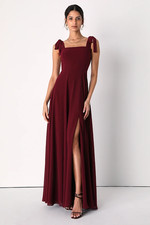 NWT lulus Love Me Forever Burgundy Square Neck Maxi Dress