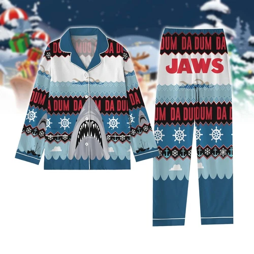 Santa Jaws Christmas Pajama Set for Adults
