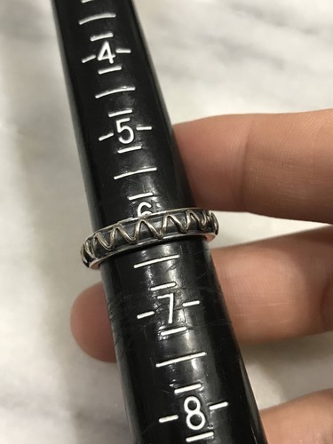 Gr. 6, BA Suarti Indonesia Sterling Silber Handarbeit Ring, 925 Welle Struktur Band - Bild 5 von 5